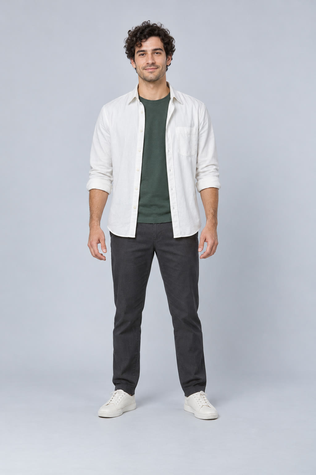 AI-created adult reference character with the complete head, body, hands and shoes visible